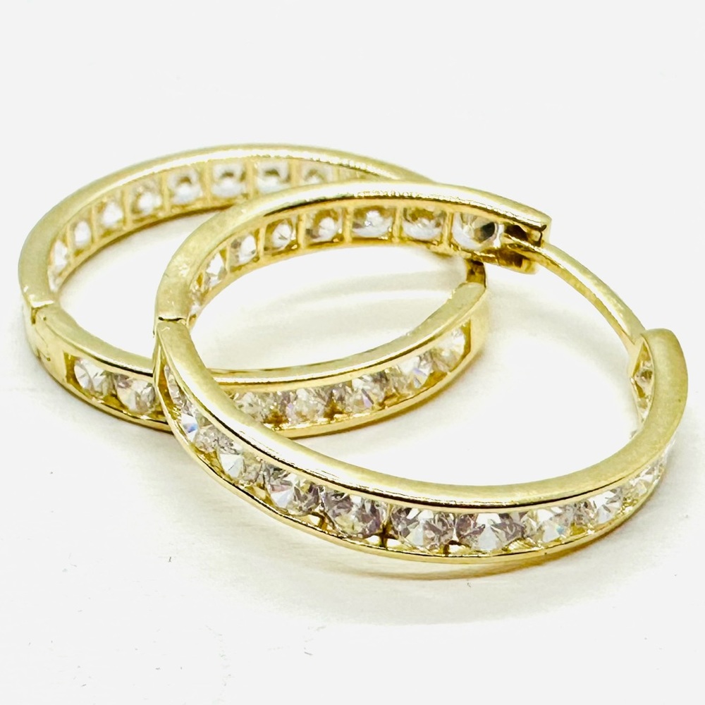 14K Gold Hoop Zirconia Earrings